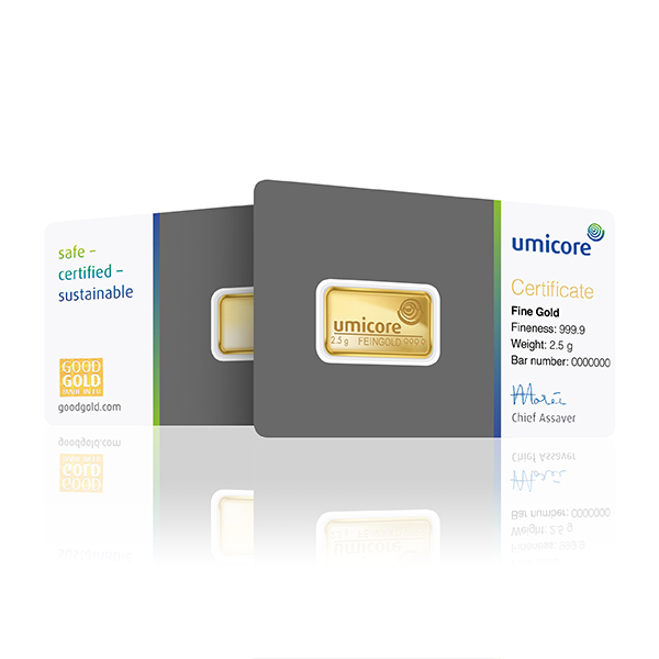 2.5g Umicore Investment Gold Bar (999.9)