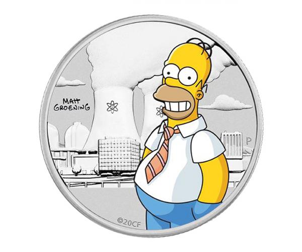 1/2 Oz Homer Simpson Coloured Coin Silver In Card