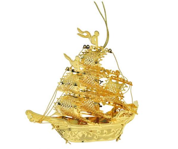 24ct Christmas Gold Dipped Ship (Tree Decoration)