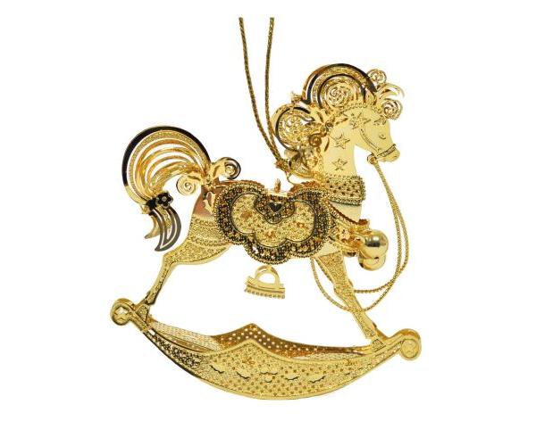 24ct Gold Dipped Christmas Gold Rocking Horse