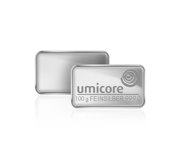 100g Umicore Investment Silver Bar (999)