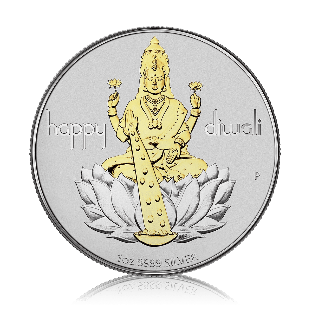 1oz Silver Diwali Edition Laxmi Gilded Medallion (Box Set)