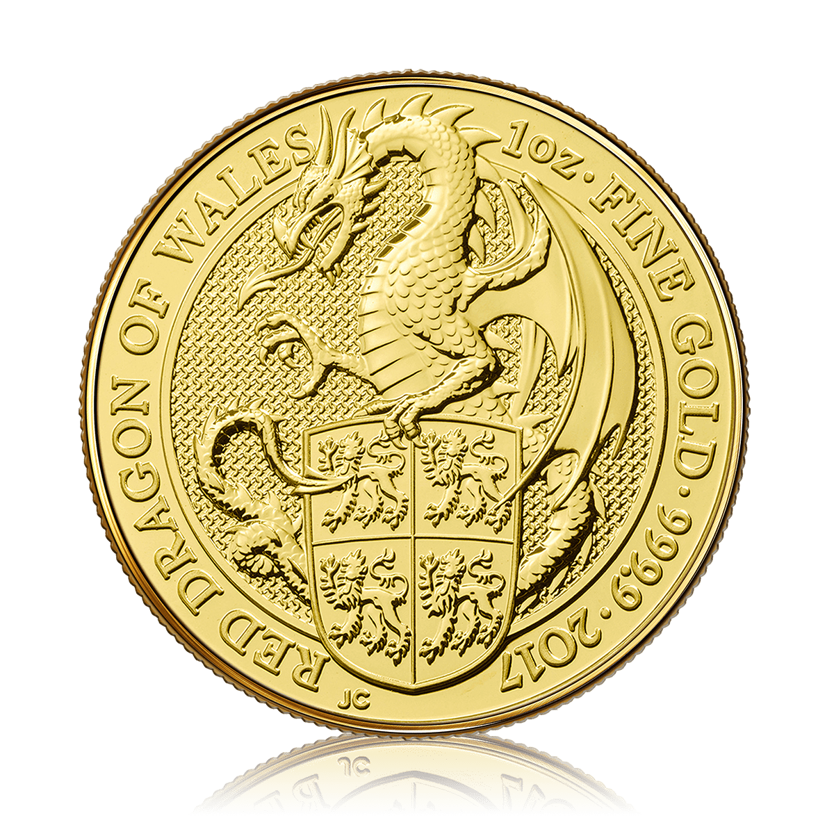 1oz Gold Queen's Beast Red Dragon Of Wales (2017)