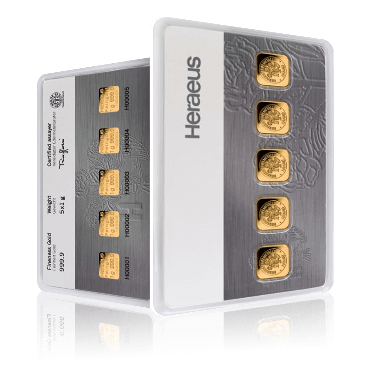 5x1g Gold Bar Heraeus MultiCard (999.9)