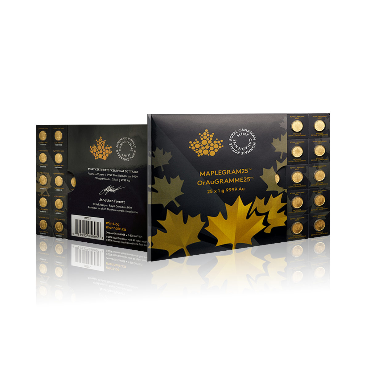 25x 1g Gold Bars Maple Leaf Multigram (999.9)