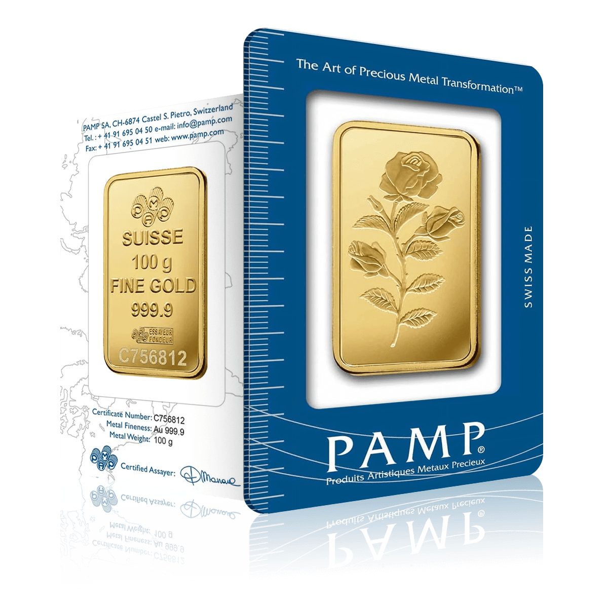 100g PAMP Rosa Investment Gold Bar