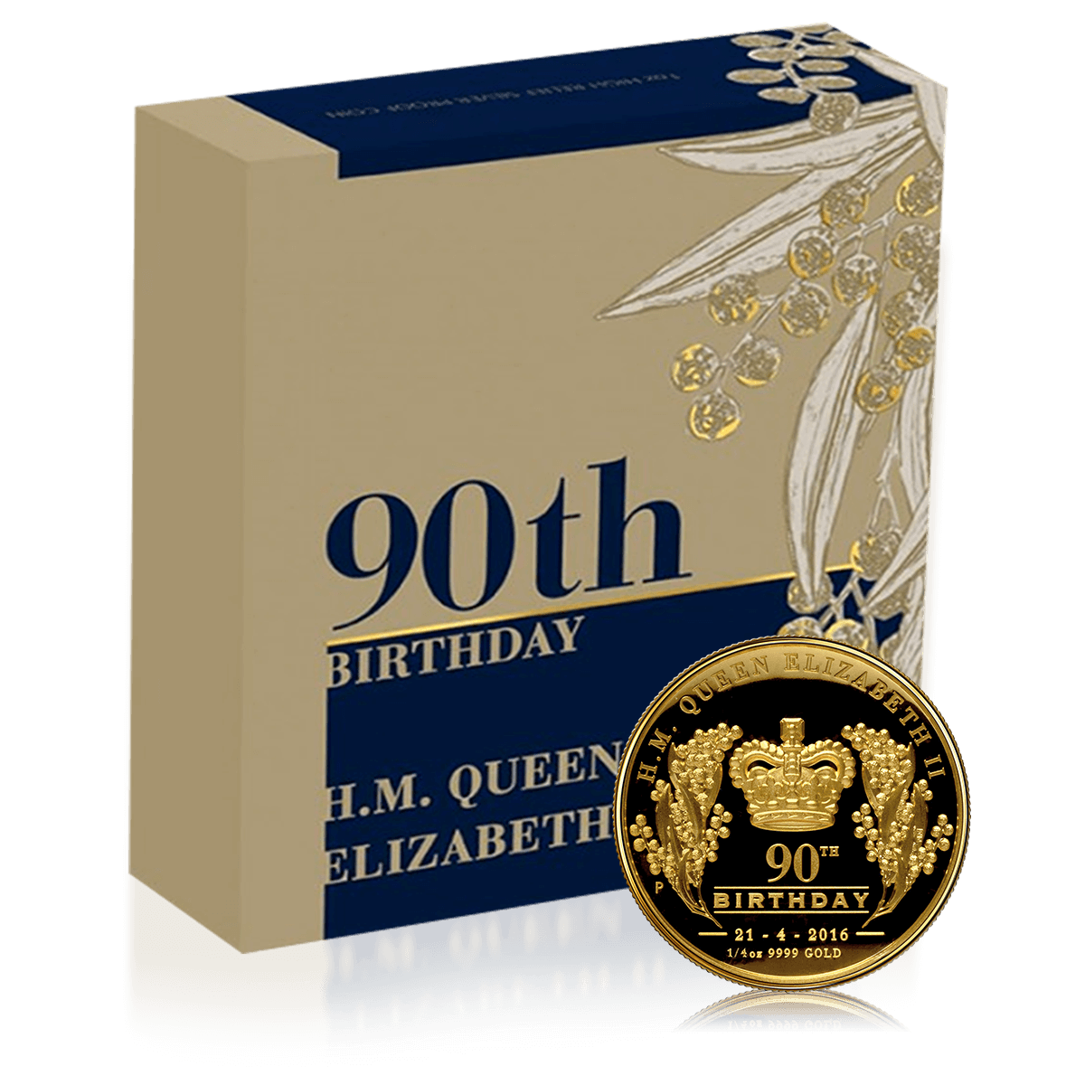 1/4oz Gold Proof Coin Queen Elizabeth II 90th Birthday (Box Set)