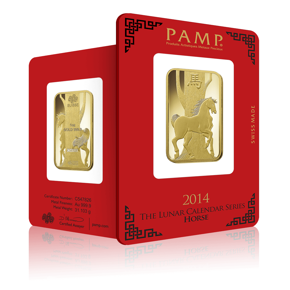 1oz PAMP Lunar Year of the Horse Gold Bar (2014)