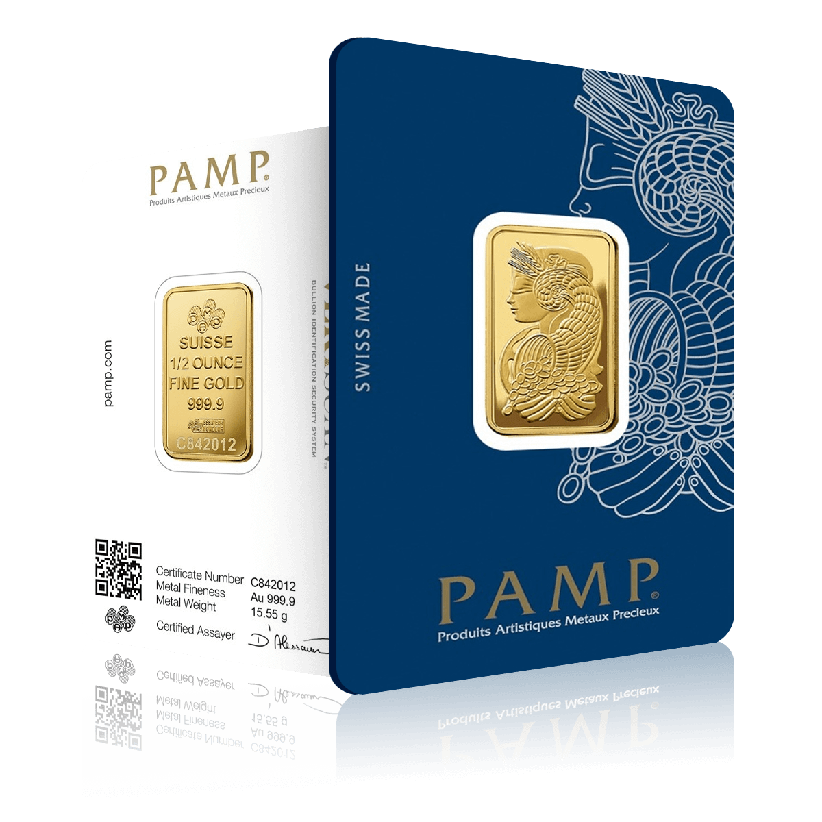 1/2 Oz PAMP Investment Fine Gold Bar (999.9)