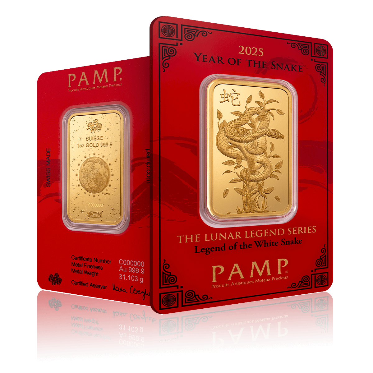 1oz PAMP Gold Lunar Legands White Snake (2025)