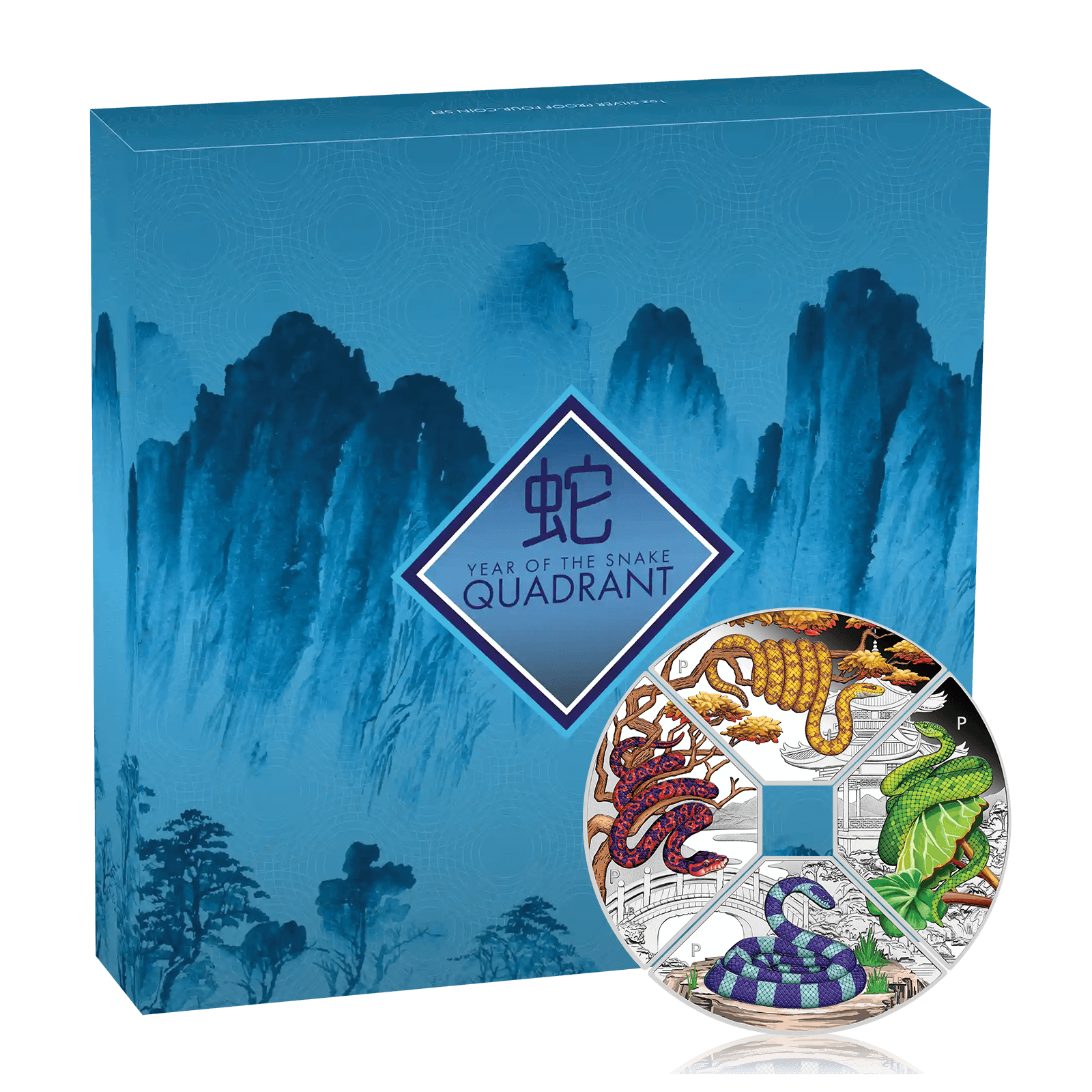 4x1 Oz Silver Chinese Snake Lunar Quadrant Box Set (2025)