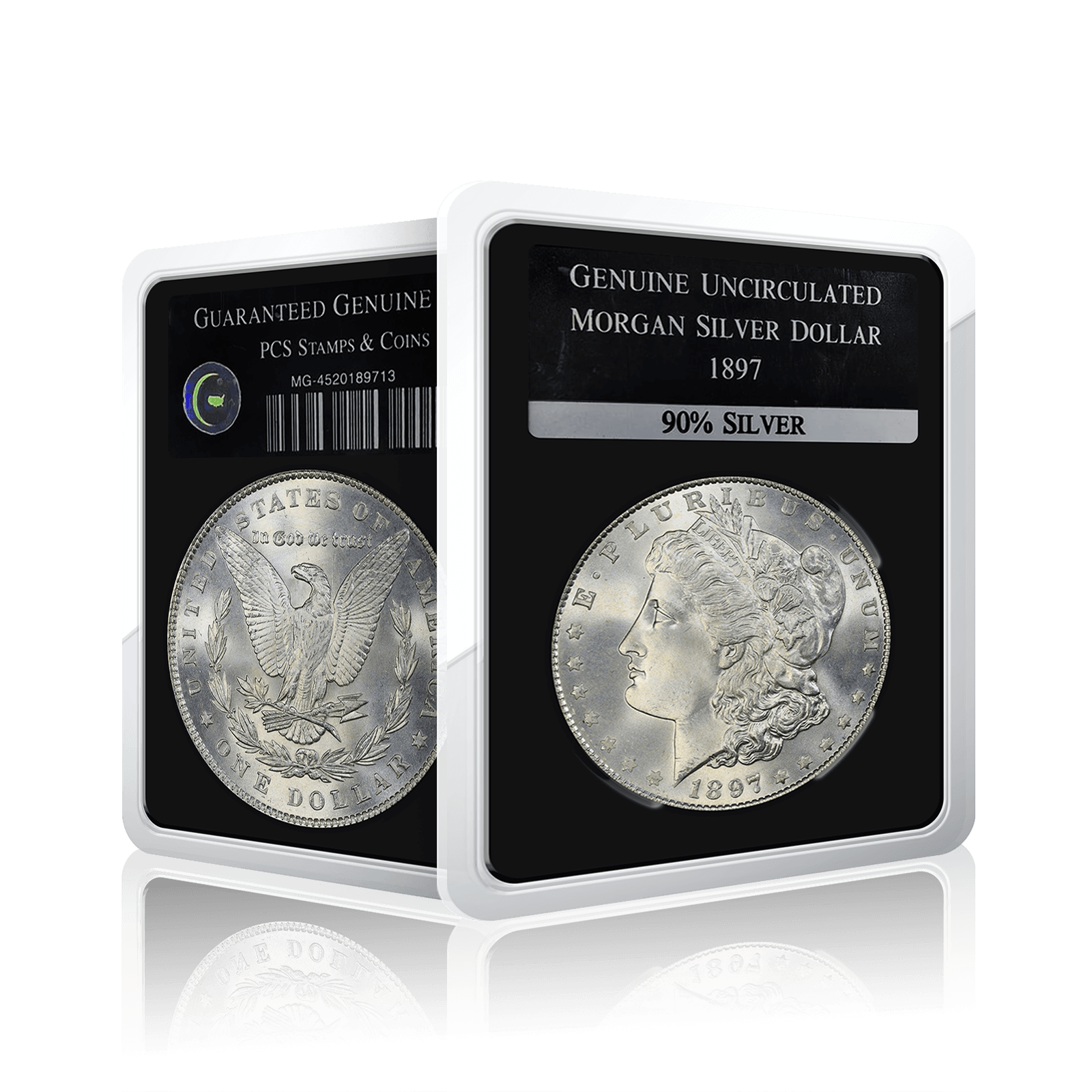 Uncirculated  US Morgan Liberty Silver Dollar PCS Graded (1897)