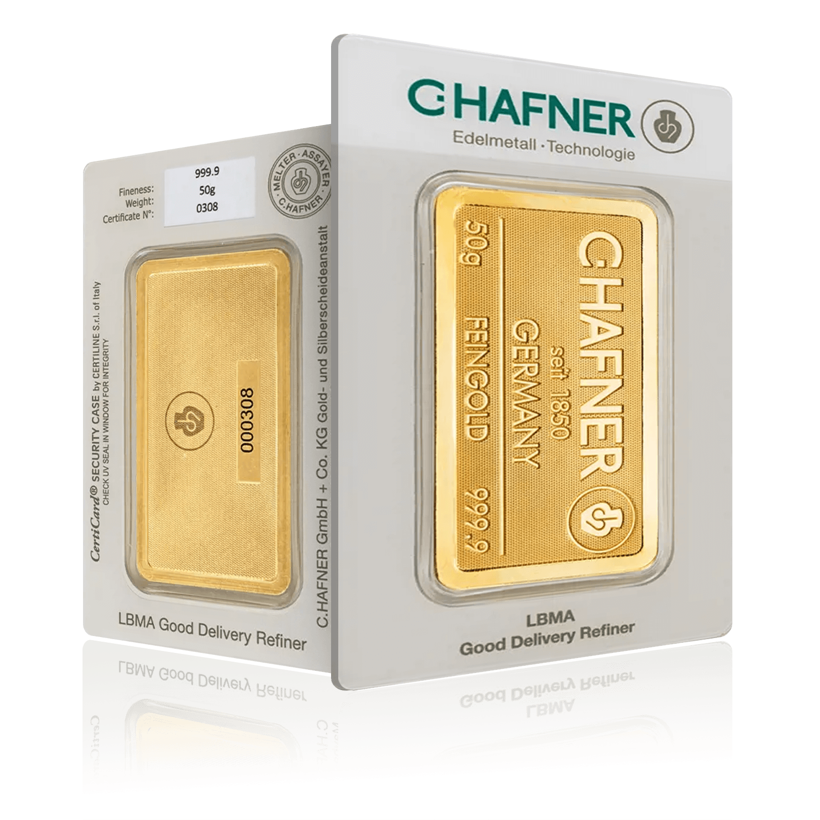 50g Chafner Investment Fine Gold Bar (999.9)